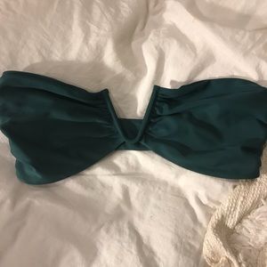 Mikoh strapless bikini top in Forrest green color
